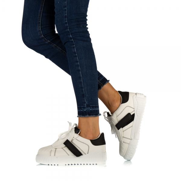 Γυναικεία αθλητικά παπούτσια Lumera λευκά με μαύρο - Kalapod.gr